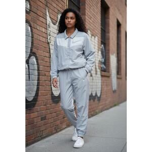 Nike Track Suit Gray White Women's XL Zip-Up Jacket Drawstring Pants Set